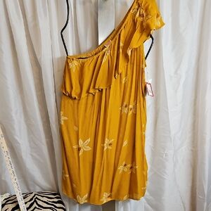 Mossimo Yellow One-Shoulder Dress Sz Xl